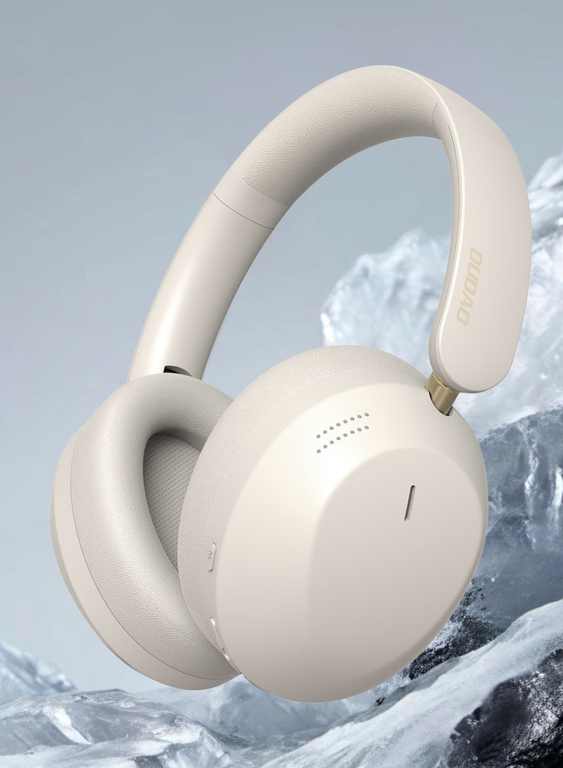 DUDAO X22MAX Bluetooth Over-Ear Headphones, Stereo Sound, 30H Playtime, Type-C Fast Charging, Foldable Design – Beige - Image 4